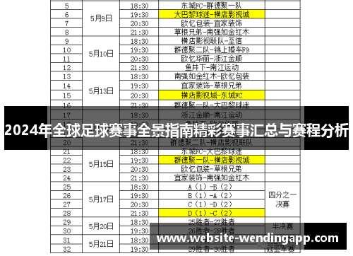 2024年全球足球赛事全景指南精彩赛事汇总与赛程分析